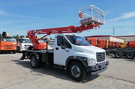 АГП КЭМЗ ТА-18 на шасси ГАЗ-C41R13-106В (Евро-3, 4х2), однорядка, стрела вперед, поворотная люлька