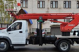 АГП КЭМЗ Т-24 на шасси ГАЗ-C42R33 (Евро-5, 4х2), двухрядка, стрела вперед, поворотная люлька